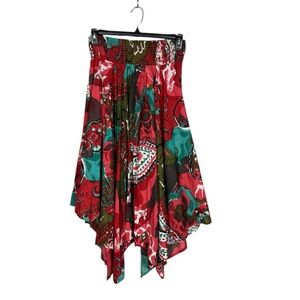 Womens Floral‎ Asymmetrical Midi Skirt Medium Whimsigoth Fairy Grunge Bohemian